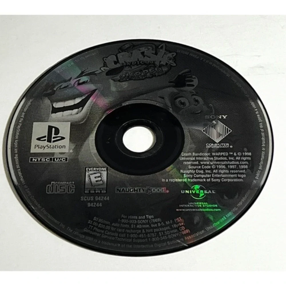 Crash Bandicoot Warped Greatest Hits PlayStation 1 Disc Only Tested Working
